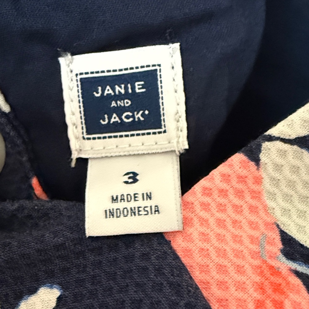 Janie and Jack navy and orange/peach sleeveless dress with bow detail size 3 - Picture 7 of 7